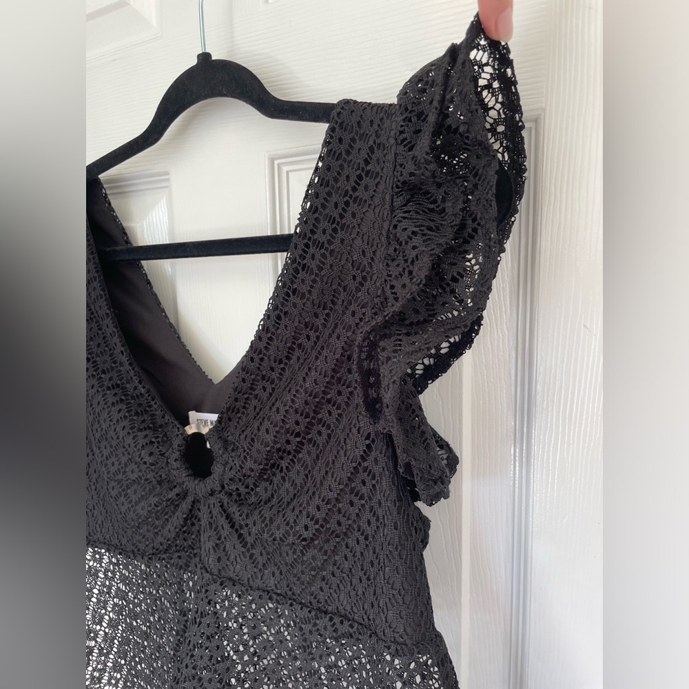 Steve Madden Flutter Lace Top In Black Mesh - image 8